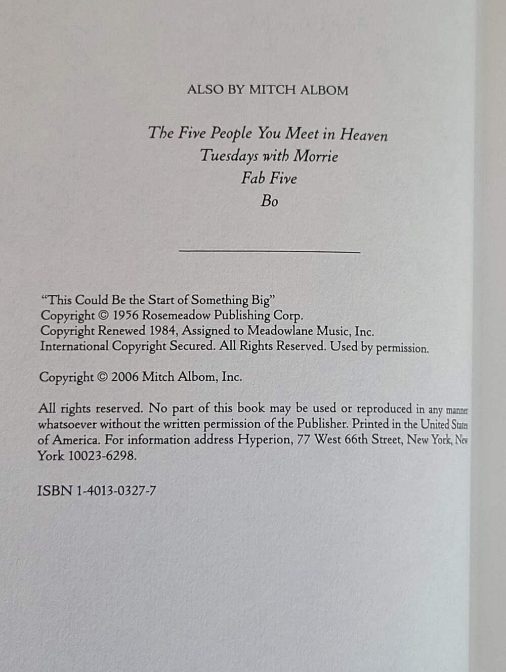 Mitch Albom "For One More Day" Hardcover First Edition 2006 Fiction - Picture 7 of 7